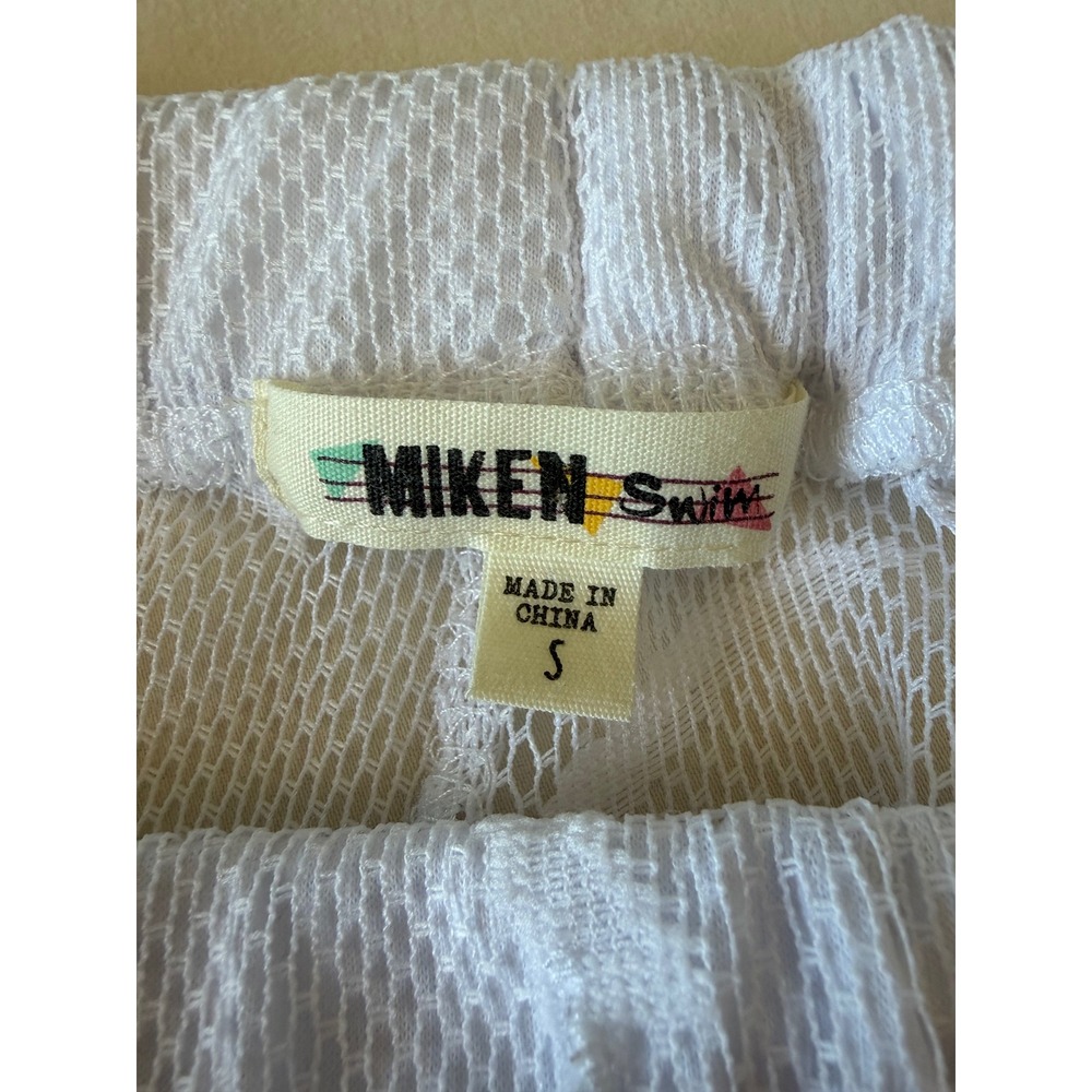 Miken Swim White‎ Mesh Palm Tree Flare Beach Cover Up Pants Small I6068K073R4 - Picture 5 of 9